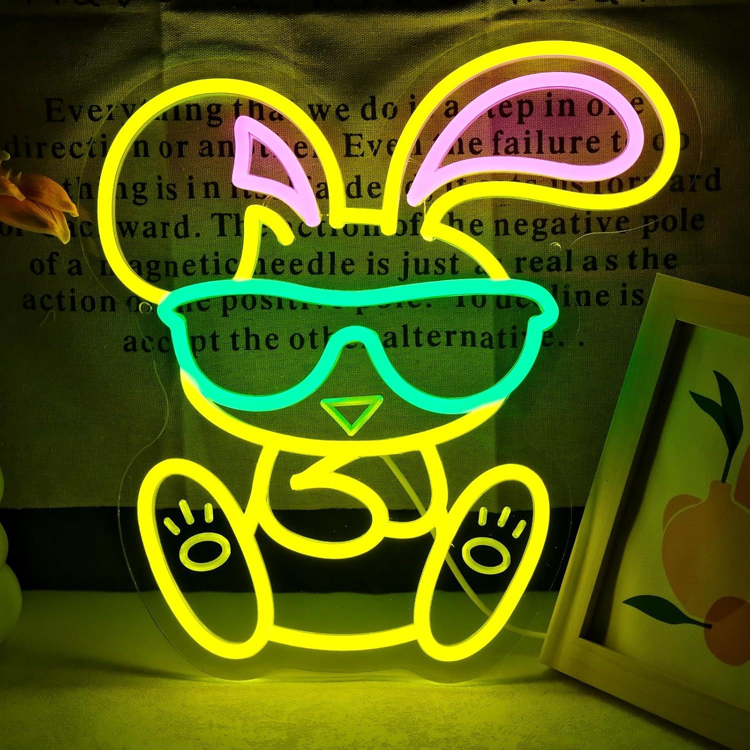 Kids Outdoor Easter Gifts - Cool Bunny Neon Sign Wearing Glasses