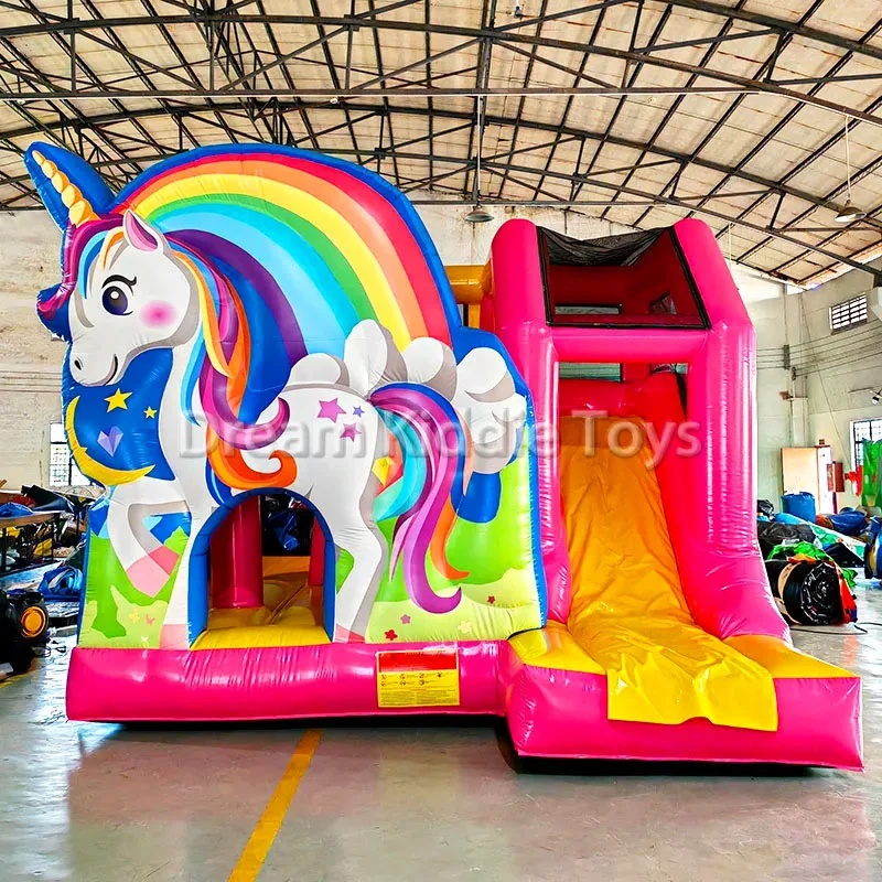 Kids Outdoor Adventure Park - Unicorn Rainbow PVC Inflatable Castle Kids