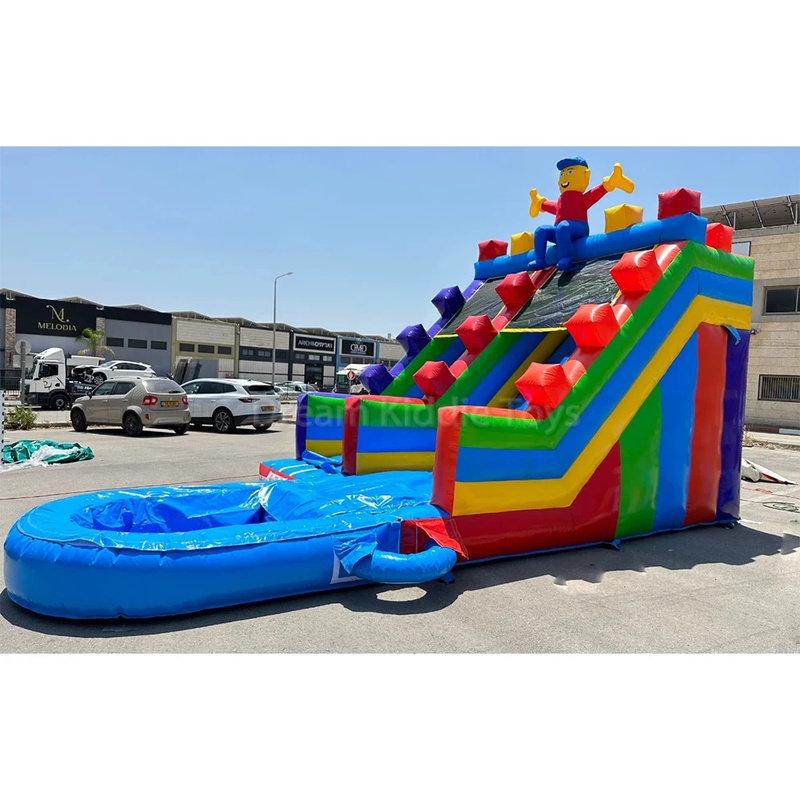 Kids Outdoor Jumping Castle - Building Block Commercial Inflatable Slides Toy