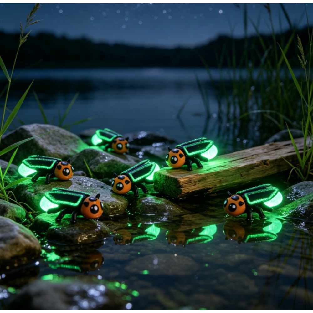 Kids Outdoor Easter Gifts - 6Pcs 3D‑Printed Luminous Glow‑in‑the‑Dark Firefly Ornaments