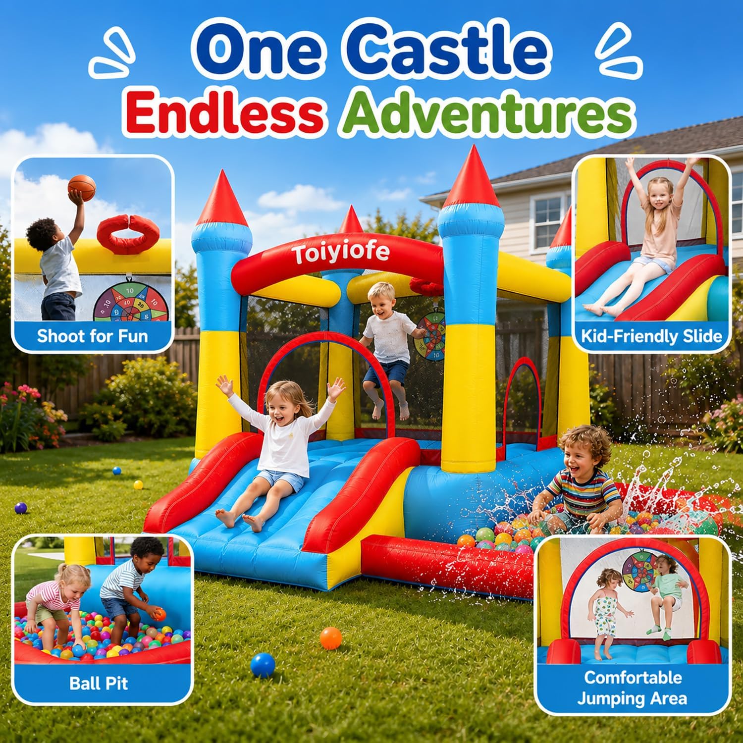 Bounce House for Kids 3-6, Tod - Kids Outdoor Jumping Castle 评论和价格
