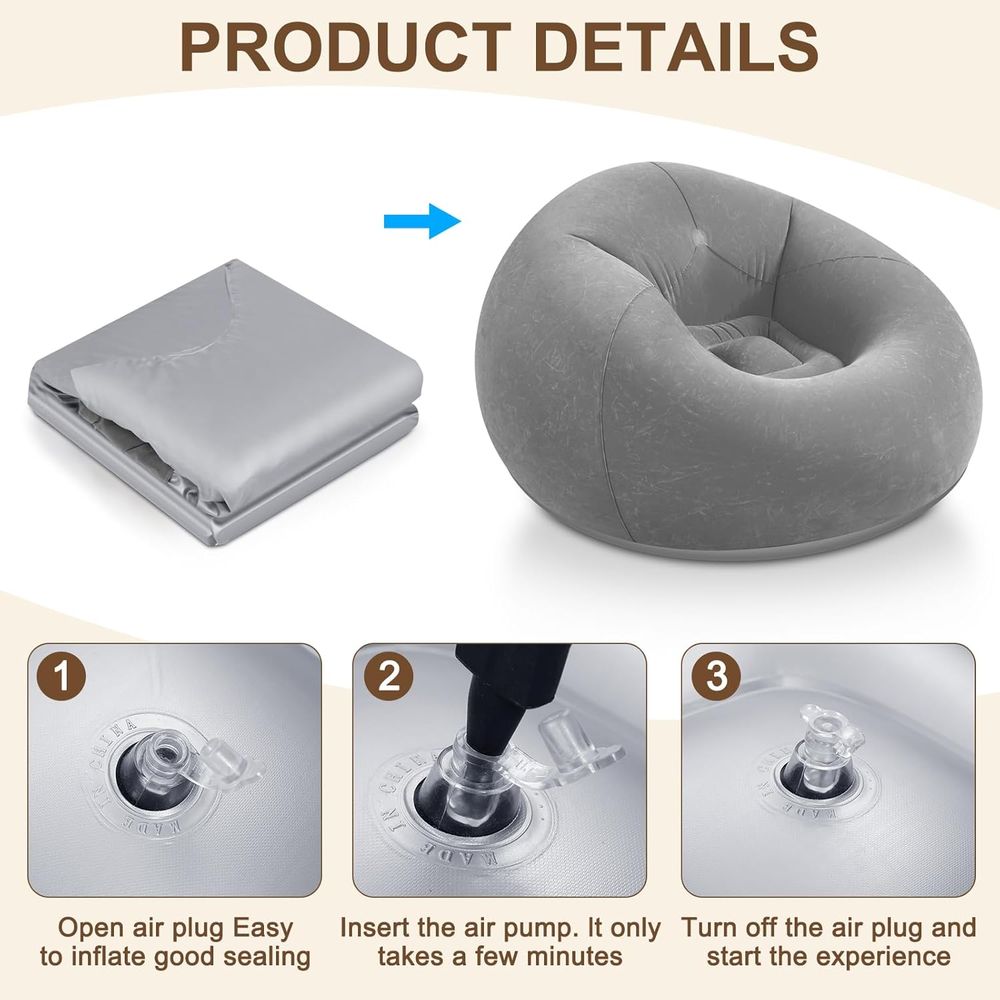 Inflatable Bean Bag Chairs, Gr - Kids Outdoor Lounger Chair 评论和价格