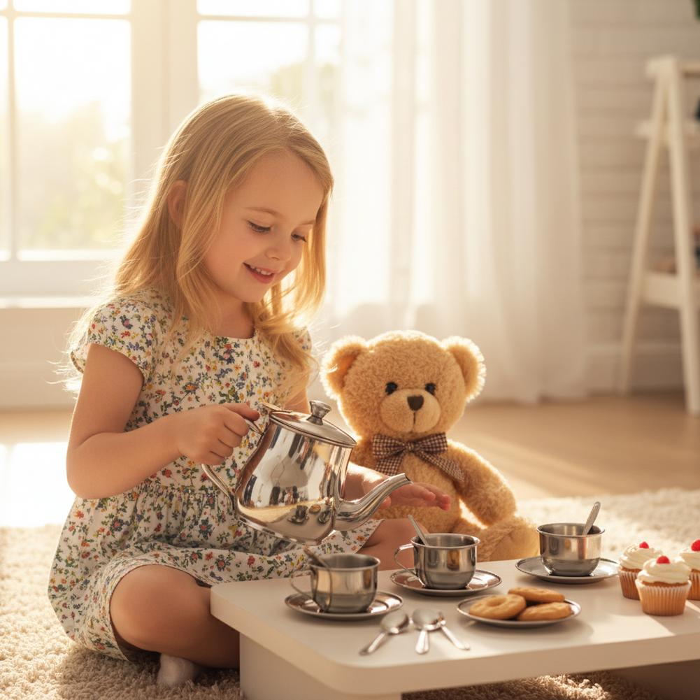 Kids Stainless Steel Tea Set T - Kids Outdoor Dining Set 评论和价格
