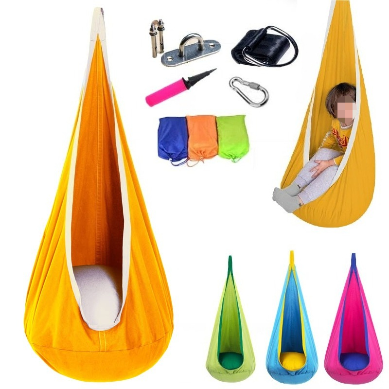 1Pc Kids Pod Swing Seat Cotton - Kids Yellow Outdoor Chair 评论和价格