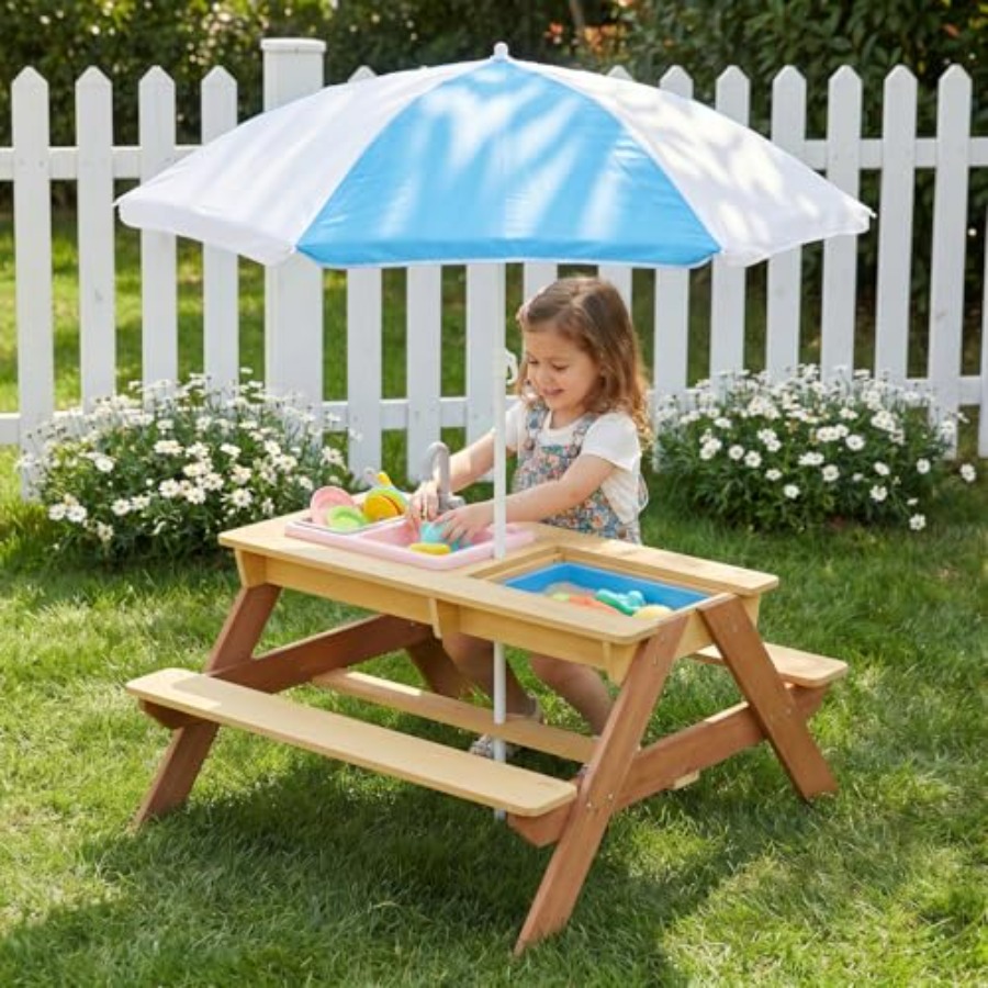 Outdoor kids picnic table with - Kids Outdoor Sink 评论和价格
