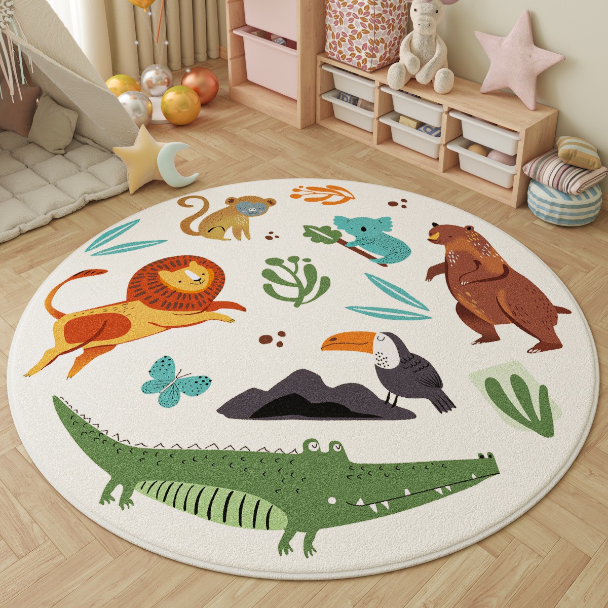 Fun in the Park Kids Round Rug - Kids Outdoor Adventure Park 评论和价格