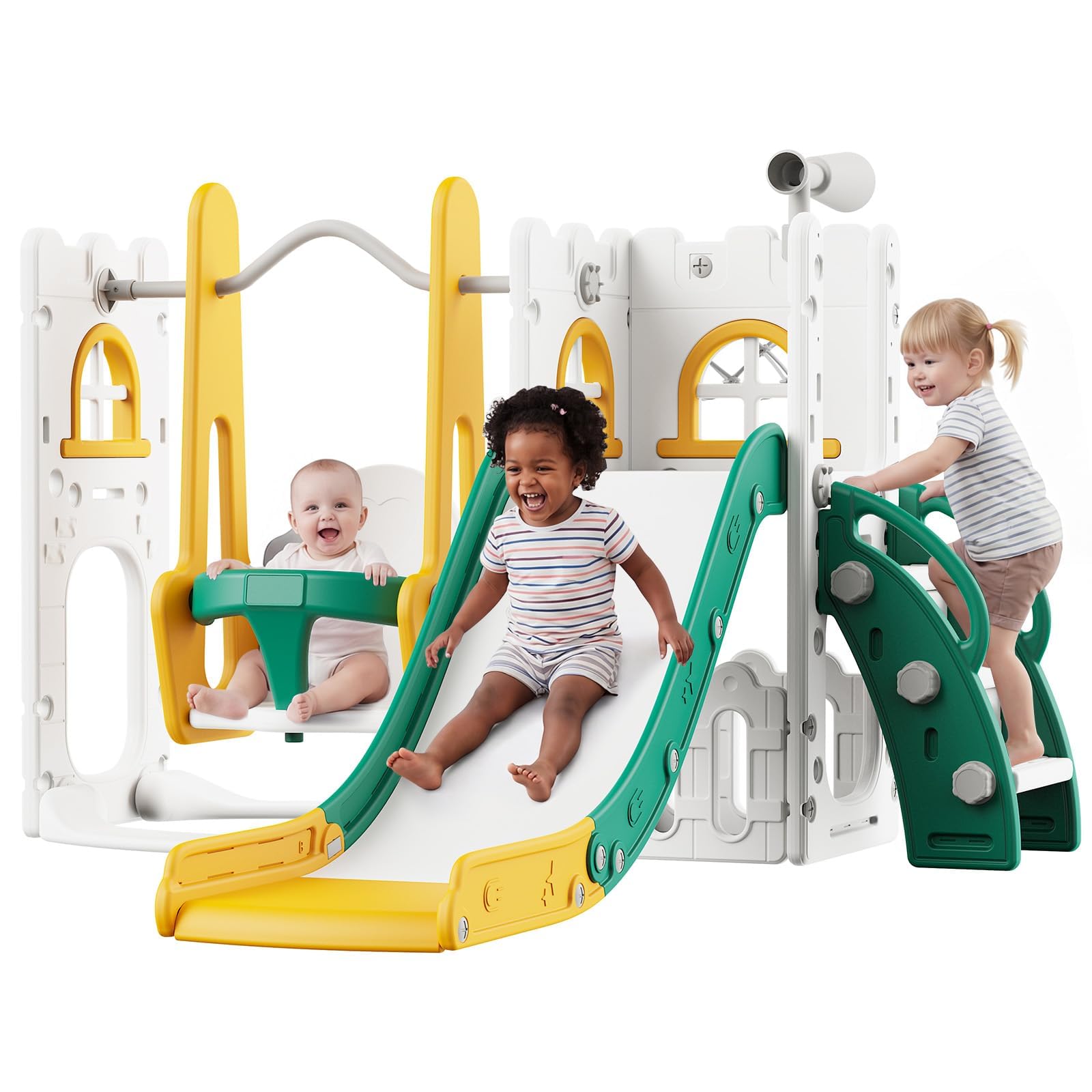 7 in 1 Toddler Slide And Swing - Kids Outdoor Swing Set 评论和价格