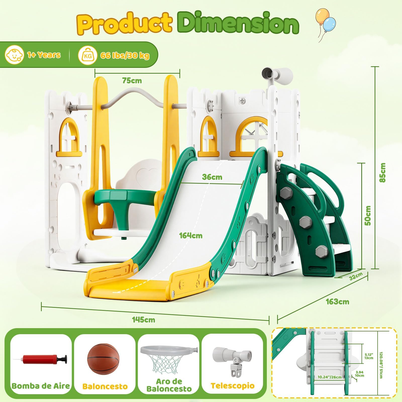7 in 1 Toddler Slide And Swing - Kids Outdoor Swing Set 评论和价格
