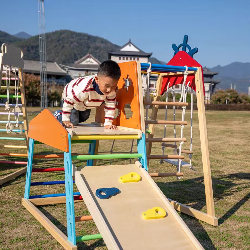 Large Solid Wood Climbing Fram - Kids Outdoor Wooden Climbing Frame 评论和价格