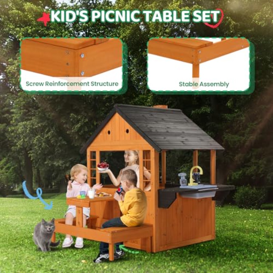 Outdoor Kids Wooden Playhouse  - Kids Outdoor Sink 评论和价格