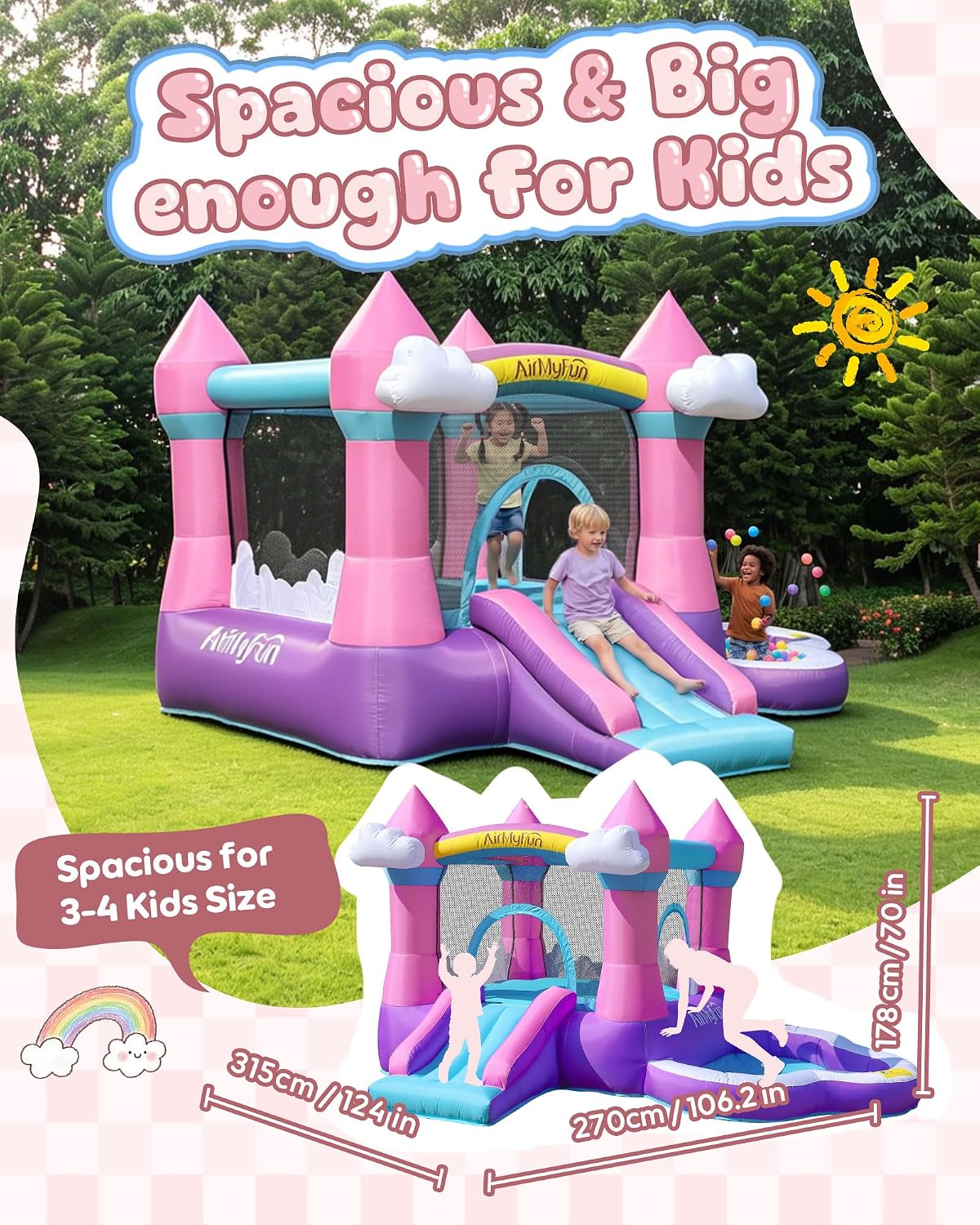 Pink Indoor/Outdoor Inflatable - Kids Outdoor Pool 评论和价格