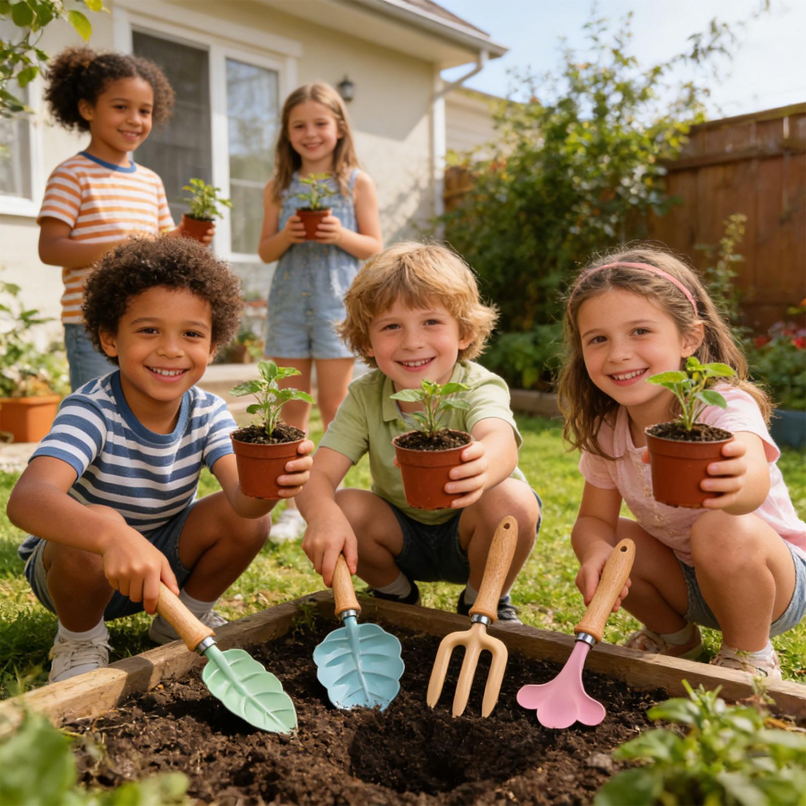 Kids Gardening Set 4 Piece Lea - Kids Outdoor Yard Toys 评论和价格