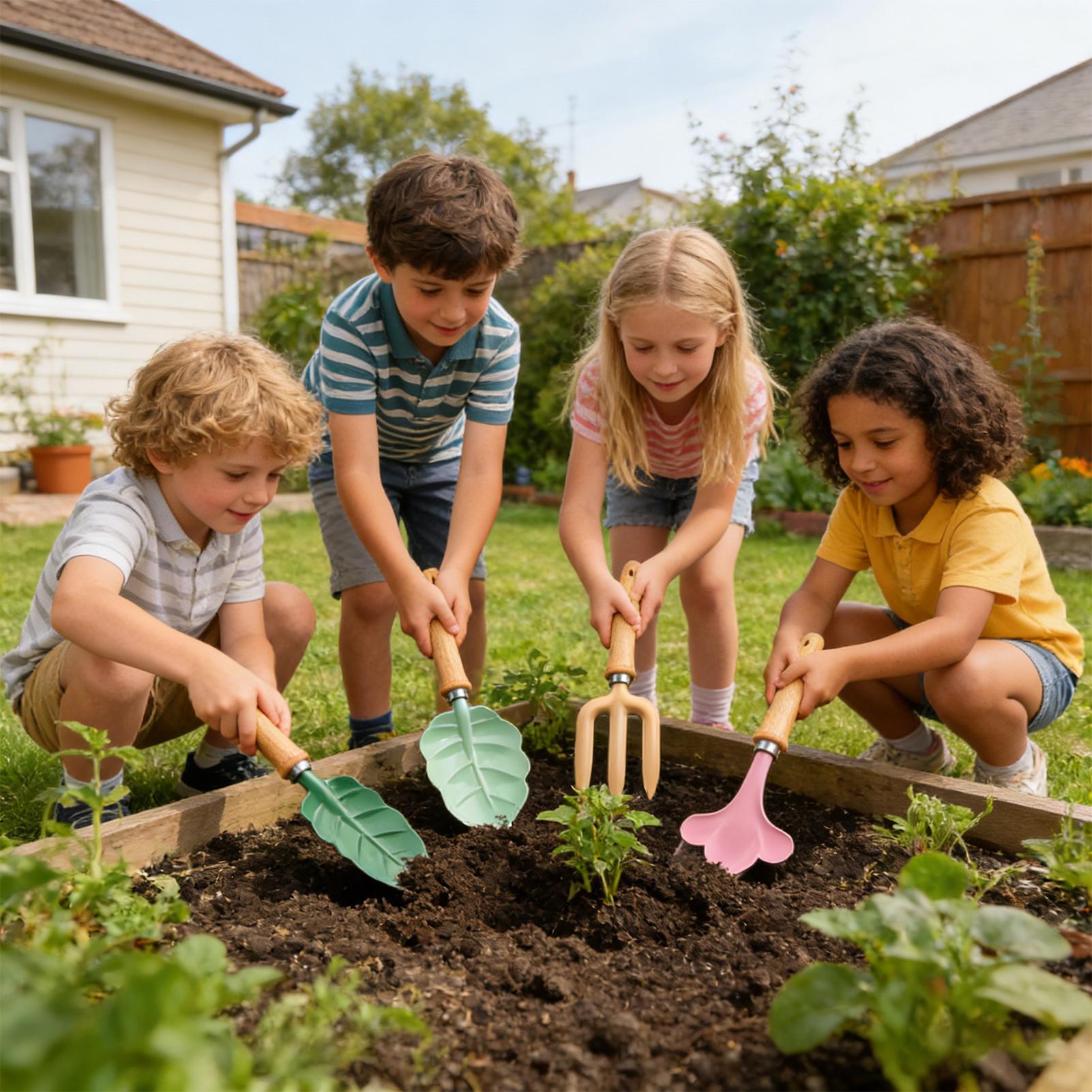 Kids Gardening Set 4 Piece Lea - Kids Outdoor Yard Toys 评论和价格