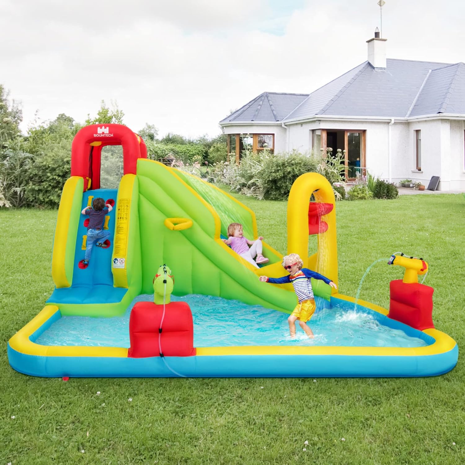 Mega Inflatable Water Park Bou - Kids Outdoor Pool 评论和价格