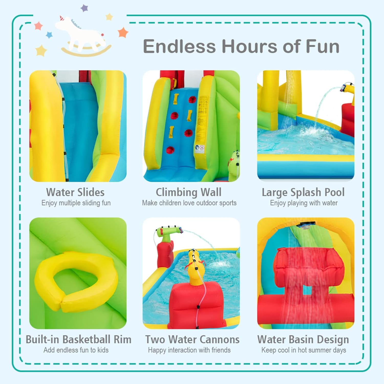 Mega Inflatable Water Park Bou - Kids Outdoor Pool 评论和价格
