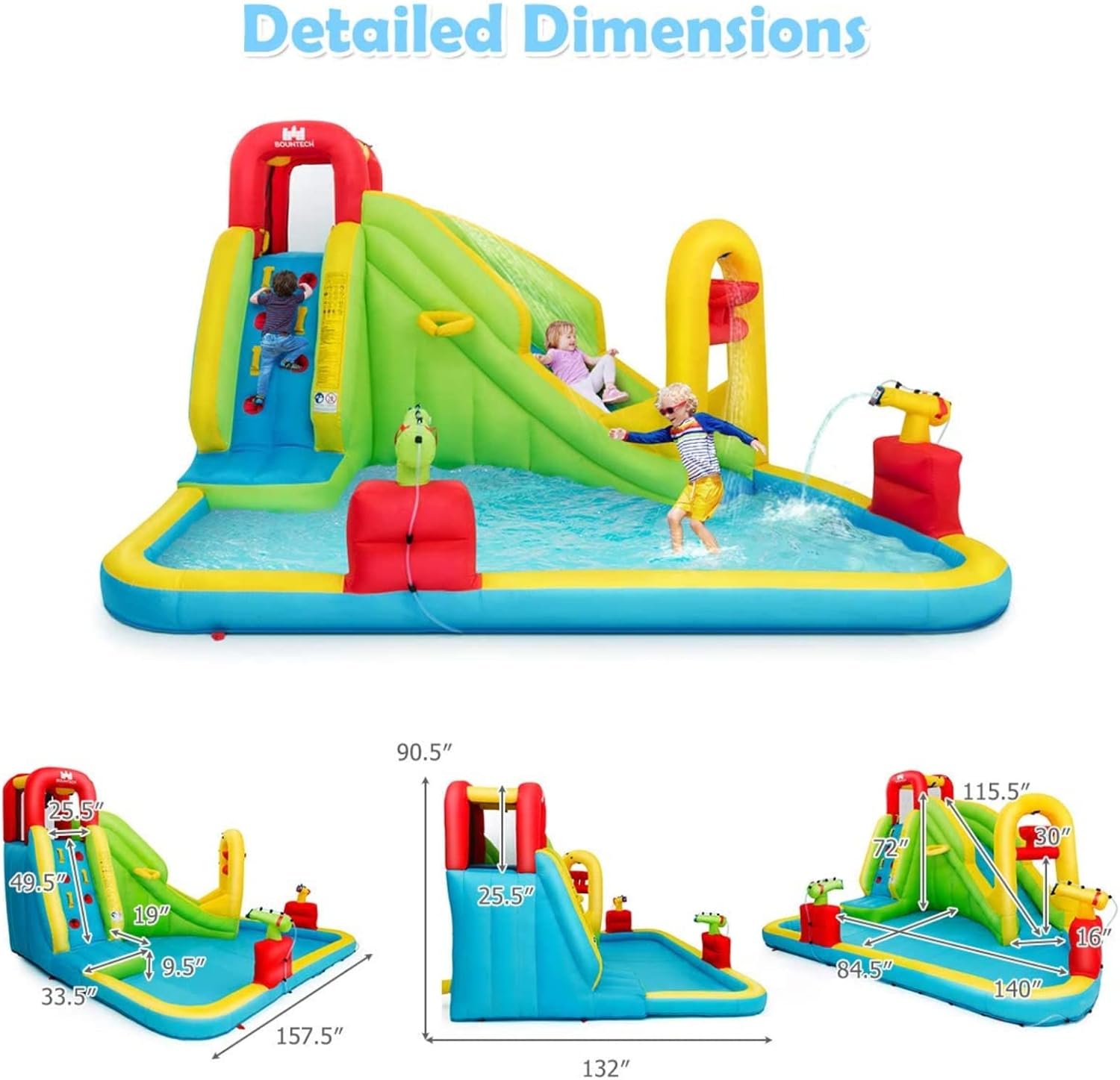 Mega Inflatable Water Park Bou - Kids Outdoor Pool 评论和价格