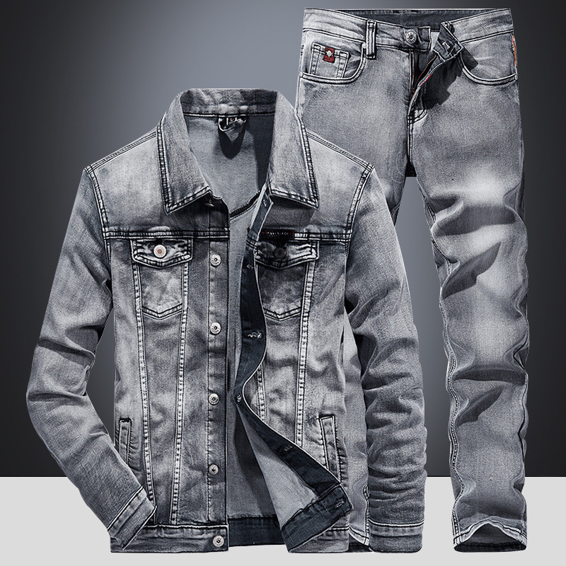 Spring Autumn Denim Suit Men's - Mini Trampoline Spring 评论和价格