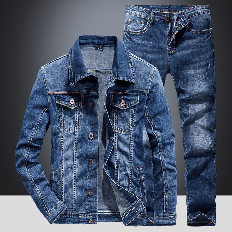 Spring Autumn Denim Suit Men's - Mini Trampoline Spring 评论和价格